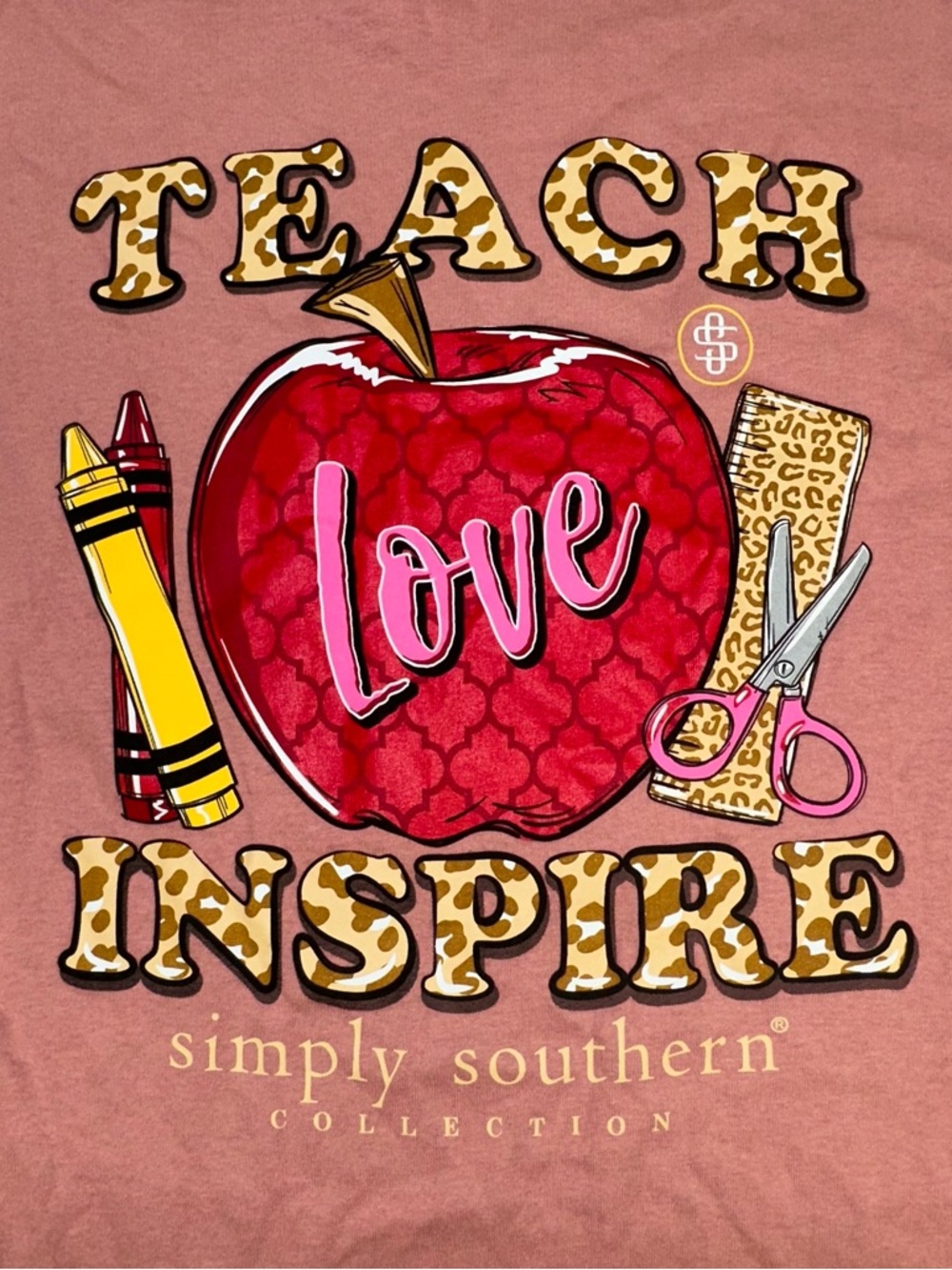 Simply Southern Teach Love Inspire Long Sleeve Cheetah Medium School Gift